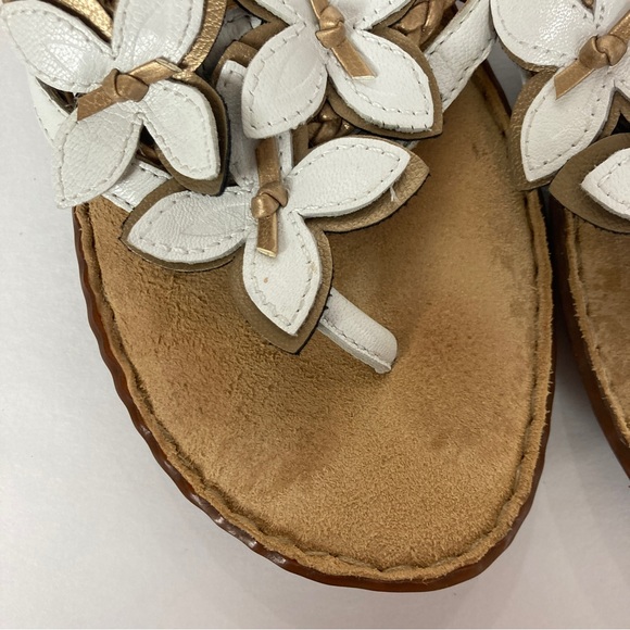 Clarks Artisan White Leather Flower Floral Flip Flop Thong Sandals Women’s 6.5 - Picture 5 of 11